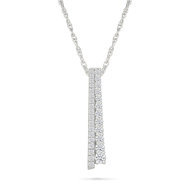 Main Image 1 of 1/2 CT. T.W. Journey Lab-Created Diamond Double Bar Drop Pendant in Sterling Silver