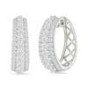 Thumbnail Image 1 of 2 CT. T.W. Lab-Created Diamond Graduated Triple Row Hoop Earrings in Sterling Silver