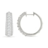 Thumbnail Image 3 of 2 CT. T.W. Lab-Created Diamond Graduated Triple Row Hoop Earrings in Sterling Silver