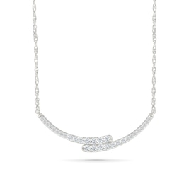 1 CT. T.W. Lab-Created Diamond Bypass Curved Bar Necklace in Sterling Silver