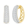 Thumbnail Image 1 of 1/2 CT. T.W. Lab-Created Diamond Graduated Triple Row Hoop Earrings in Sterling Silver with 10K Gold Plate