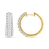 Thumbnail Image 3 of 1/2 CT. T.W. Lab-Created Diamond Graduated Triple Row Hoop Earrings in Sterling Silver with 10K Gold Plate