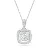 Thumbnail Image 1 of 3/8 CT. T.W. Cushion-Shaped Lab-Created Multi-Diamond Open Frame Drop Pendant in Sterling Silver