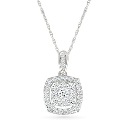 3/8 CT. T.W. Cushion-Shaped Lab-Created Multi-Diamond Open Frame Drop Pendant in Sterling Silver