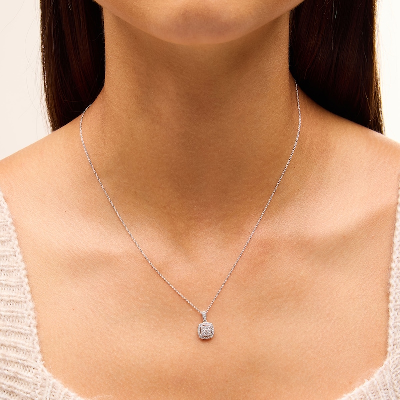 Main Image 2 of 3/8 CT. T.W. Cushion-Shaped Lab-Created Multi-Diamond Open Frame Drop Pendant in Sterling Silver