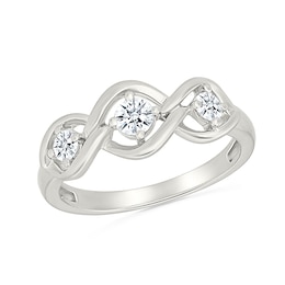 1/3 CT. T.W. Lab-Created Diamond Three Stone Open Twist Ring in Sterling Silver