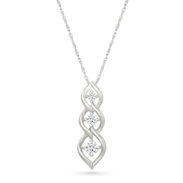 1/3 CT. T.W. Lab-Created Diamond Graduated Three Stone Flame Drop Pendant in Sterling Silver