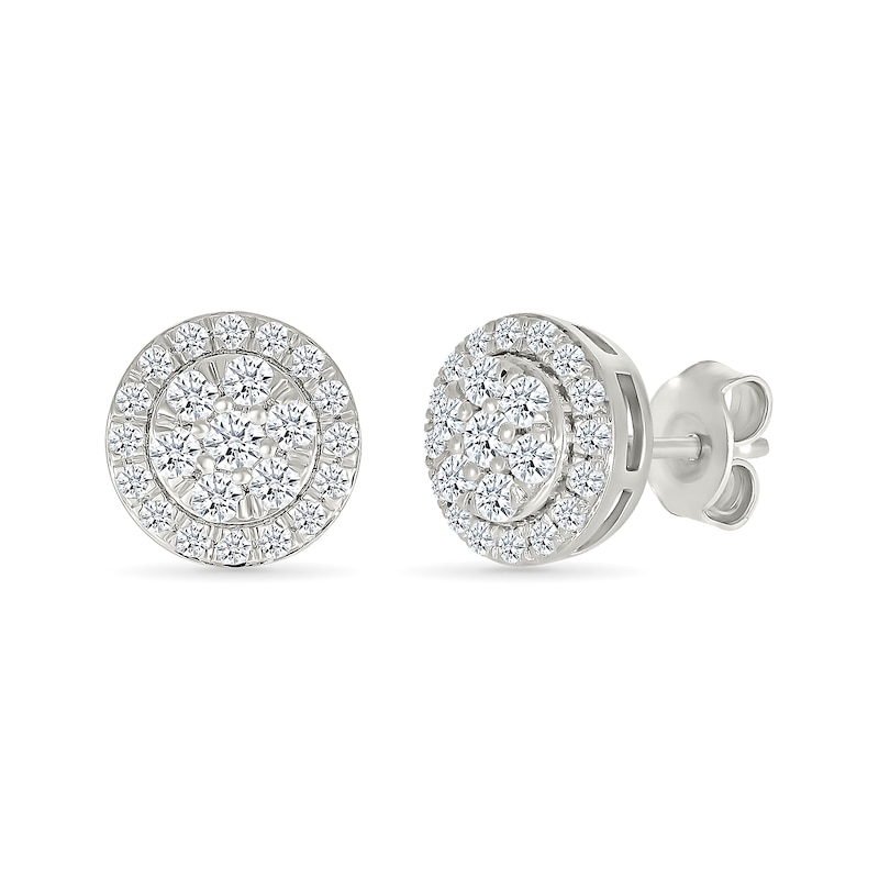 Main Image 1 of 3/4 CT. T.W. Lab-Created Multi-Diamond Frame Stud Earrings in Sterling Silver