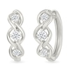 Thumbnail Image 1 of 3/8 CT. T.W. Lab-Created Diamond Three Stone Twist Hoop Earrings in Sterling Silver