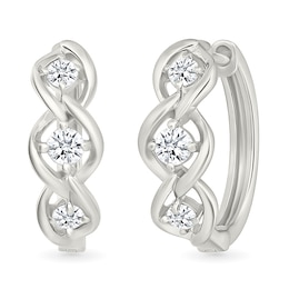 3/8 CT. T.W. Lab-Created Diamond Three Stone Twist Hoop Earrings in Sterling Silver