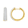 Thumbnail Image 3 of 1 CT. T.W. Lab-Created Diamond Graduated Triple Row Hoop Earrings in Sterling Silver with 10K Gold Plate