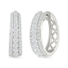 Thumbnail Image 1 of 1 CT. T.W. Lab-Created Diamond Graduated Triple Row Hoop Earrings in Sterling Silver