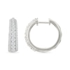 Thumbnail Image 3 of 1 CT. T.W. Lab-Created Diamond Graduated Triple Row Hoop Earrings in Sterling Silver