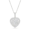 Thumbnail Image 1 of 1 CT. T.W. Heart-Shaped Lab-Created Multi-Diamond Frame Pendant in Sterling Silver