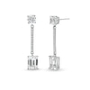 Thumbnail Image 1 of Emerald-Cut and Round White Lab-Created Sapphire Linear Bar Drop Earrings in Sterling Silver