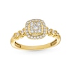 Thumbnail Image 0 of 1/3 CT. T.W. Cushion-Shaped Multi-Diamond Frame Heart Shank Engagement Ring in 10K Gold