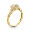 Thumbnail Image 1 of 1/3 CT. T.W. Cushion-Shaped Multi-Diamond Frame Heart Shank Engagement Ring in 10K Gold