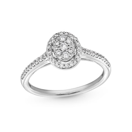 1/3 CT. T.W. Oval-Shaped Multi-Diamond Frame Engagement Ring in 10K White Gold