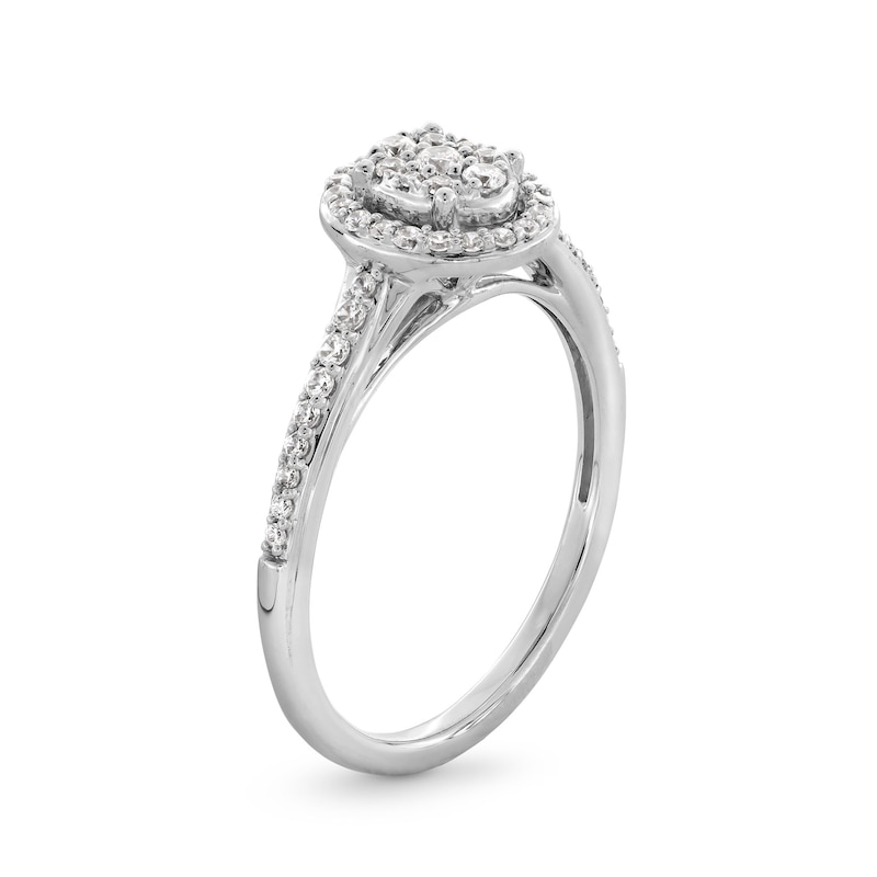 1/3 CT. T.W. Oval-Shaped Multi-Diamond Frame Engagement Ring in 10K White Gold