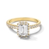 Thumbnail Image 1 of 1-1/3 CT. T.W. Emerald-Cut Certified Lab-Created Diamond Frame Engagement Ring in 10K Gold (F/SI2)