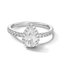 1-1/3 CT. T.W. Pear-Shaped Certified Lab-Created Diamond Frame Engagement Ring in 10K White Gold (F/SI2)