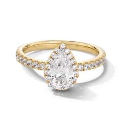 1-1/3 CT. T.W. Pear-Shaped Certified Lab-Created Diamond Frame Engagement Ring in 10K Gold (F/SI2)