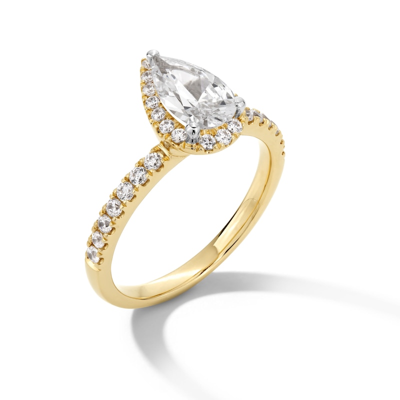 Main Image 3 of 1-1/3 CT. T.W. Pear-Shaped Certified Lab-Created Diamond Frame Engagement Ring in 10K Gold (F/SI2)