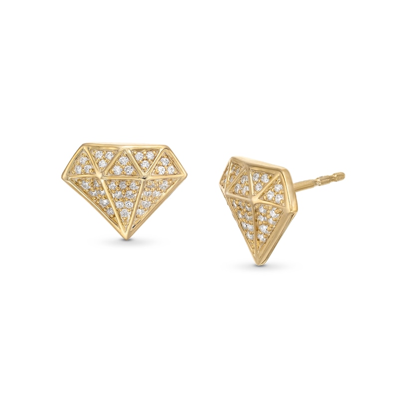 1/3 CT. T.W. Diamond Faceted Diamond-Shaped Stud Earrings in 10K Gold