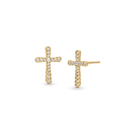 1/5 CT. T.W. Diamond Twist Cross Stud Earrings in 10K Gold