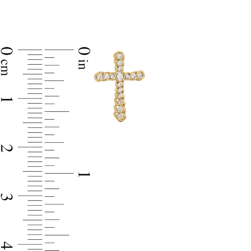 Main Image 3 of 1/5 CT. T.W. Diamond Twist Cross Stud Earrings in 10K Gold