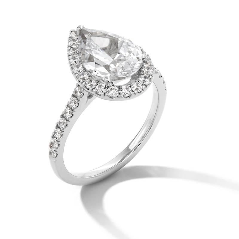 Main Image 2 of 2-1/2 CT. T.W. Pear-Shaped Certified Lab-Created Diamond Frame Engagement Ring in 14K White Gold (F/SI2)