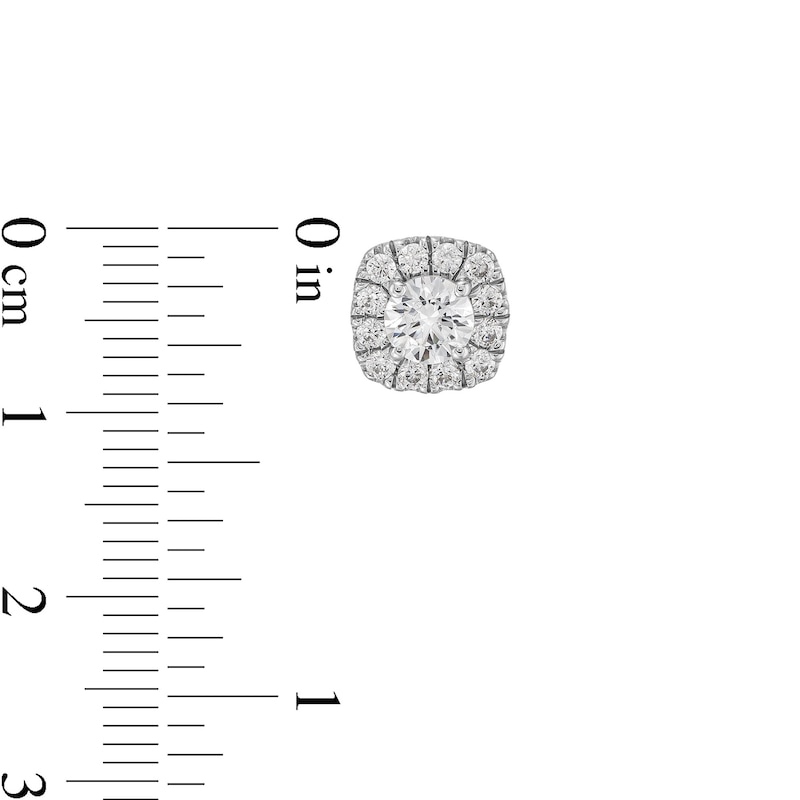 Main Image 3 of 1-1/2 CT. T.W. Diamond Cushion-Shaped Frame Stud Earrings in 10K White Gold