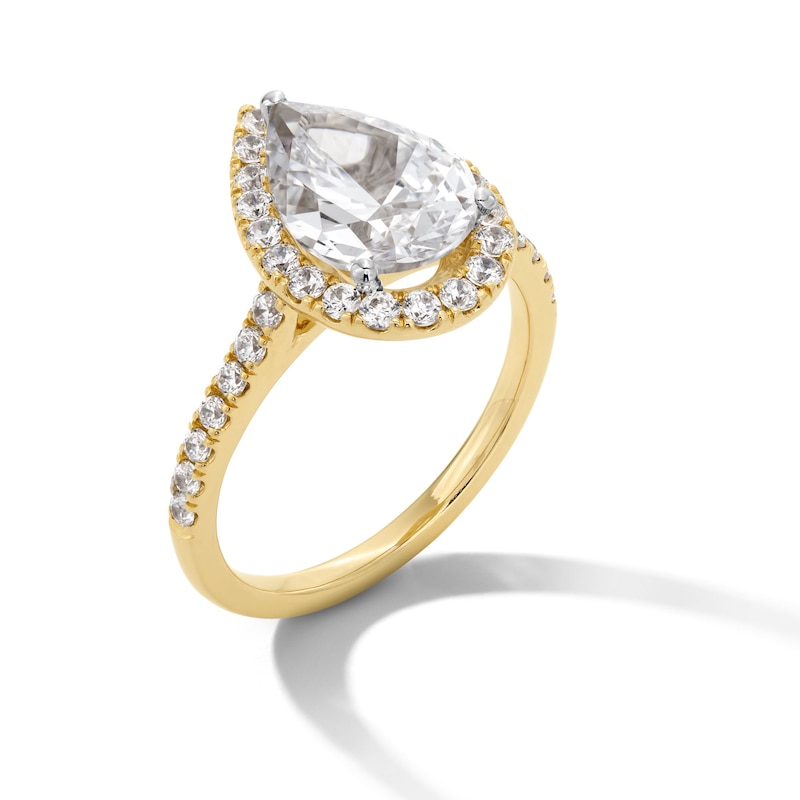 Main Image 2 of 2-1/2 CT. T.W. Pear-Shaped Certified Lab-Created Diamond Frame Engagement Ring in 14K Gold (F/SI2)