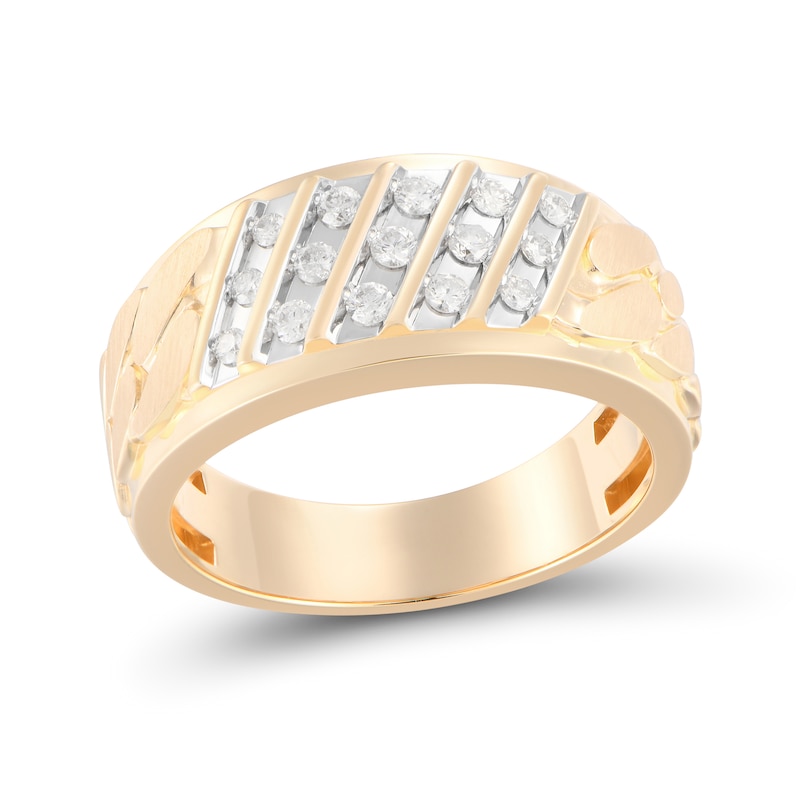 Main Image 1 of 1/3 CT. T.W. Diamond Slant Trios Nugget Ring in 10K Gold