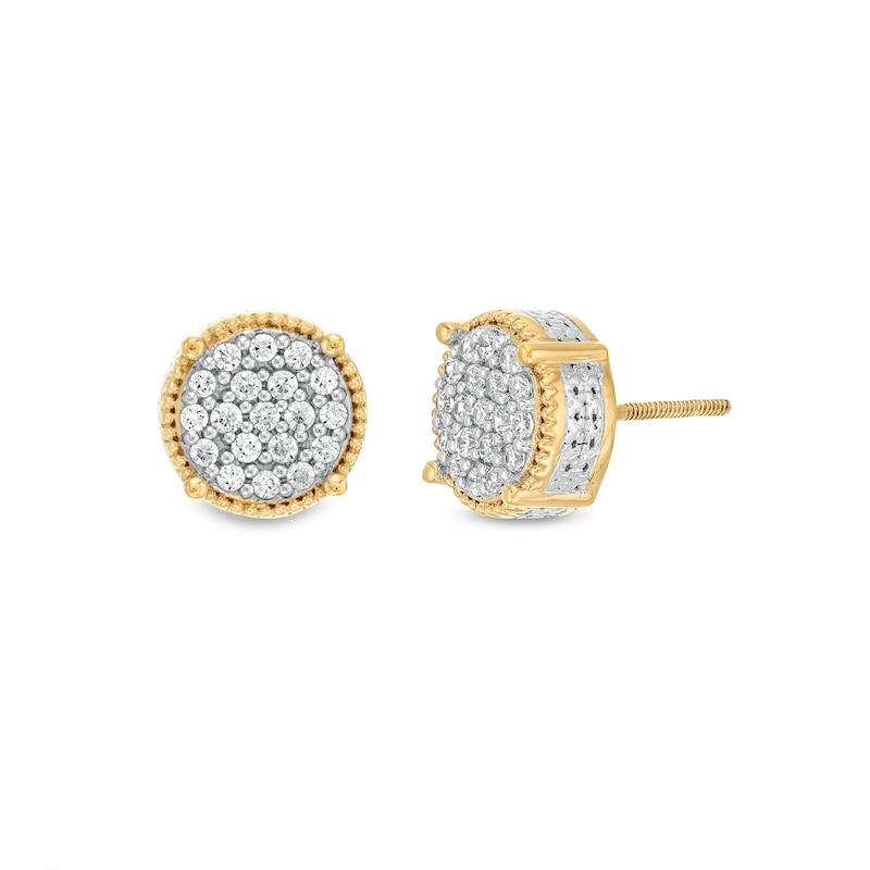 Main Image 1 of 1/3 CT. T.W. Certified Lab-Created Multi-Diamond Beaded Frame Stud Earrings in 10K Gold (F/SI2)