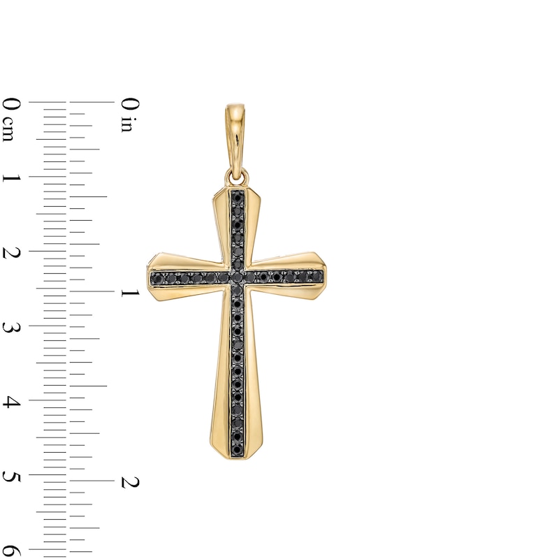 Main Image 2 of 1/2 CT. T.W. Black Diamond Flared Cross Necklace Charm in 10K Gold