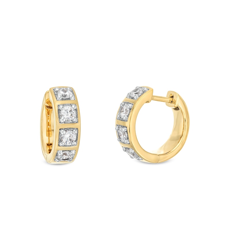 Main Image 1 of 3/4 CT. T.W. Certified Lab-Created Diamond Four Stone Hoop Earrings in 10K Gold (F/SI2)