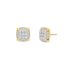 1/2 CT. T.W. Cushion-Shaped Certified Lab-Created Multi-Diamond Frame Stud Earrings in 10K Gold (F/SI2)