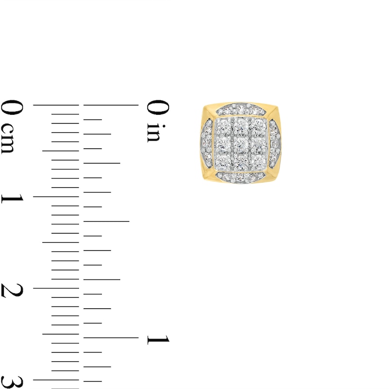 Main Image 3 of 1/2 CT. T.W. Cushion-Shaped Certified Lab-Created Multi-Diamond Frame Stud Earrings in 10K Gold (F/SI2)