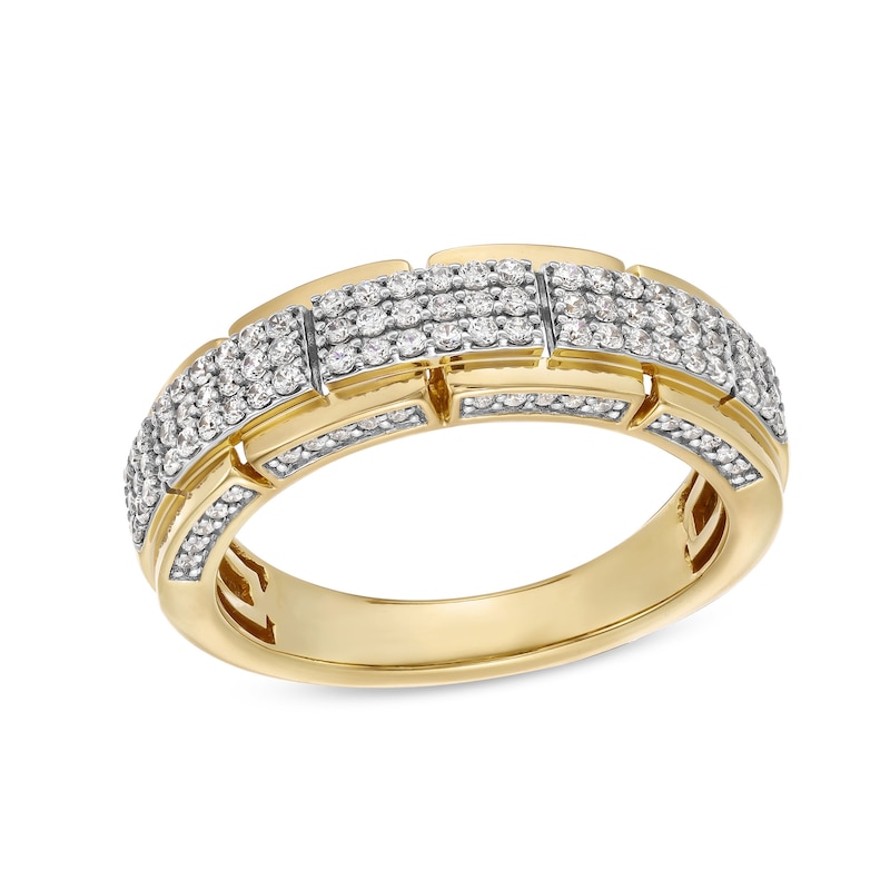 Main Image 1 of 3/4 CT. T.W. Rectangle Multi-Diamond Segments Ring in 10K Gold