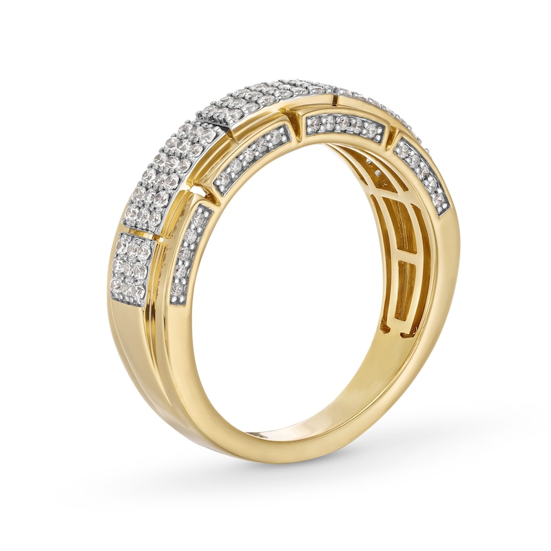 Main Image 3 of 3/4 CT. T.W. Rectangle Multi-Diamond Segments Ring in 10K Gold