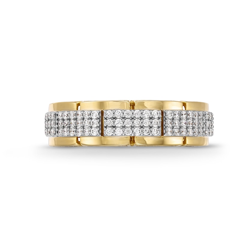 Main Image 4 of 3/4 CT. T.W. Rectangle Multi-Diamond Segments Ring in 10K Gold