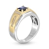 Thumbnail Image 3 of 5.0mm Square-Cut Blue Sapphire and 1/8 CT. T.W. Diamond Ring in 10K Two-Tone Gold