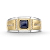 Thumbnail Image 4 of 5.0mm Square-Cut Blue Sapphire and 1/8 CT. T.W. Diamond Ring in 10K Two-Tone Gold