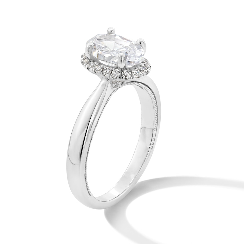 Main Image 3 of 1-3/4 CT. T.W. Oval Certified Lab-Created Diamond Frame Engagement Ring in 14K White Gold (F/VS2)