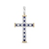 Thumbnail Image 1 of Blue Sapphire and 1/2 CT. T.W. Diamond Alternating Cross Necklace Charm in 10K Two-Tone Gold