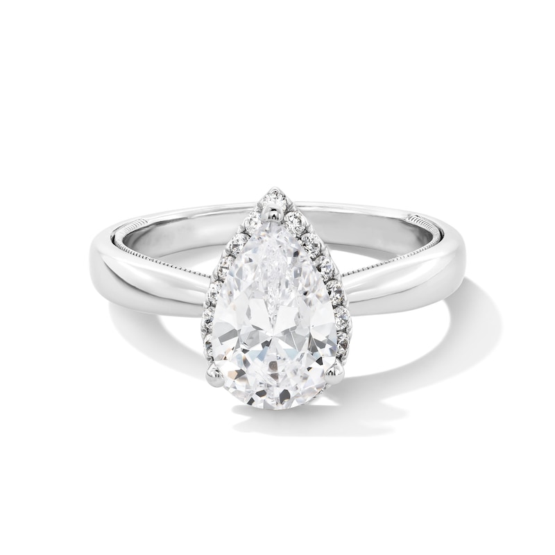 Main Image 1 of 1-3/4 CT. T.W. Pear-Shaped Certified Lab-Created Diamond Frame Engagement Ring in 14K White Gold (F/VS2)