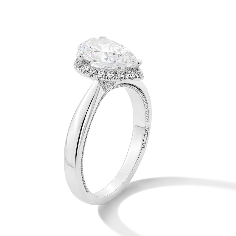 Main Image 3 of 1-3/4 CT. T.W. Pear-Shaped Certified Lab-Created Diamond Frame Engagement Ring in 14K White Gold (F/VS2)