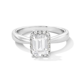 1-3/4 CT. T.W. Emerald-Cut Certified Lab-Created Diamond Frame Engagement Ring in 14K White Gold (F/VS2)