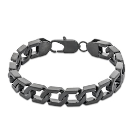 12.0mm Hexagon Link Bracelet in Solid Stainless Steel with Matte Black Ion Plate - 9.0&quot;